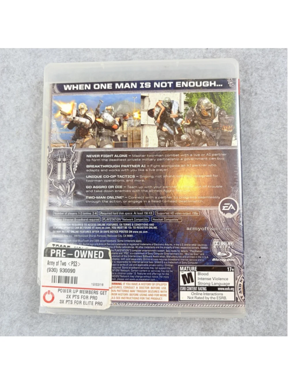 Army of Two Sony PlayStation 3 PS3 2008 CIB Complete Manual Tested Works